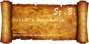 Szilák Barnabás névjegykártya
