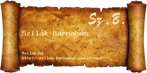 Szilák Barnabás névjegykártya